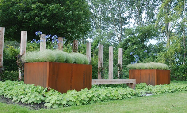 Plantenbak Cortenstaal Op Wielen 150x50x60 Cm - Afbeelding 2